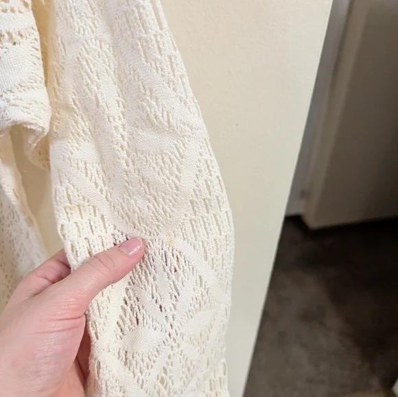 Paris Sport Club Sheer Knit Lace Top Women’s Large Cream - Picture 4 of 5